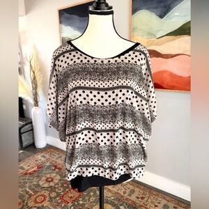 Polka Dot and Lace Blouse with Black Tshirt